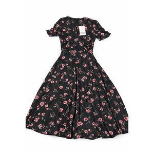 NWT Unique Vintage Black Floral Dress Size XS US 2 New